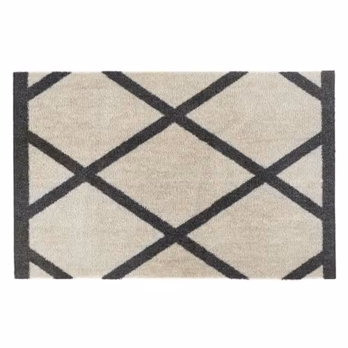 My Mat Border Geo Washable Polyamide Indoor Mat in White, Black and Beige, W: 50 cm, D: 75 cm – 2