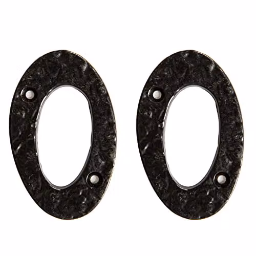 Hammer and Tongs Rustic Iron Number 0 Wall Numeral, Black, Pack of 2 – 2