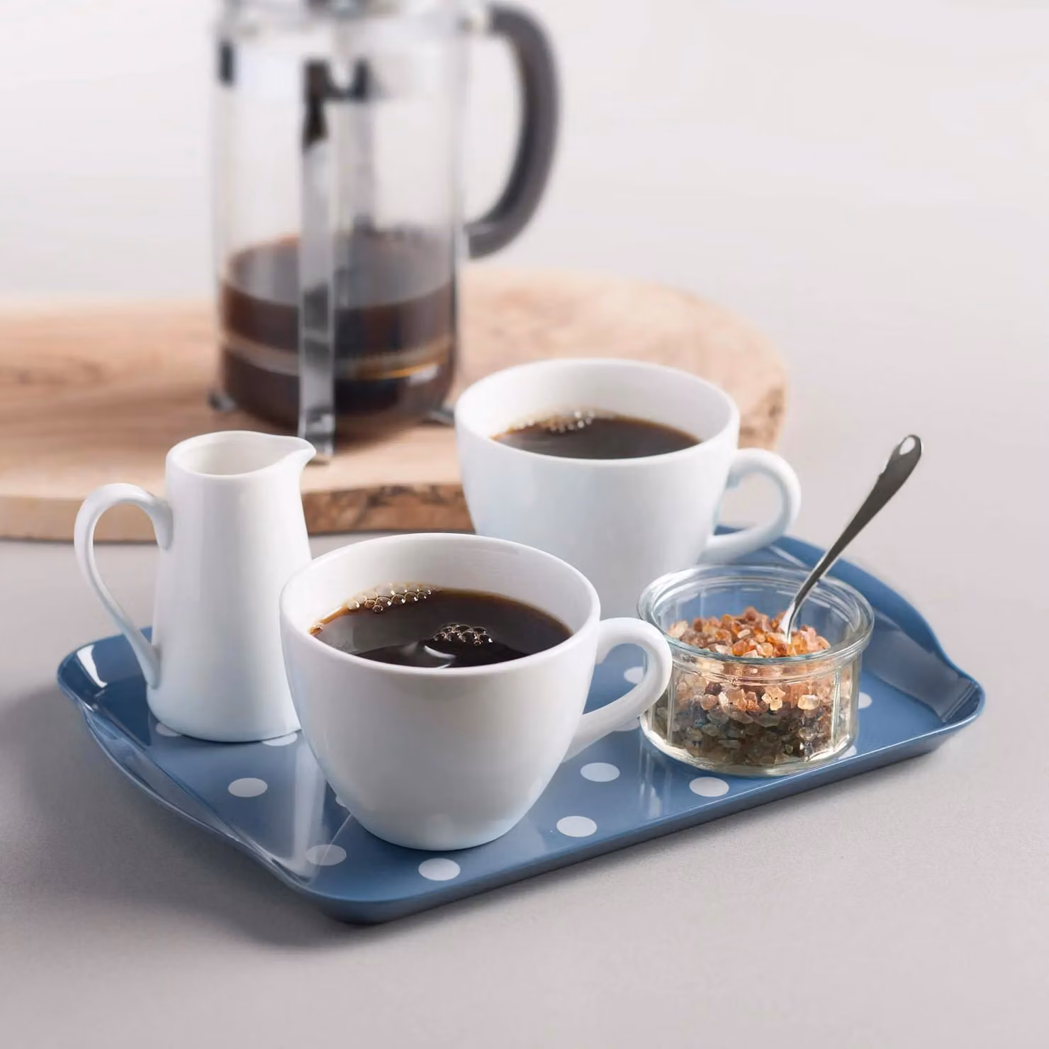 Zeal Melamine Dotted Rectangular Tray with Handles in Blue, W: 30.0 cm x D: 21.0 cm x H: 3.0 cm – 2