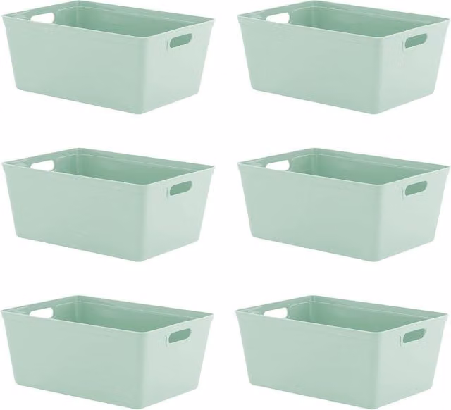 Simpa Set of 6 Plastic Studio Organiser Trays with Handles, 11L, Green