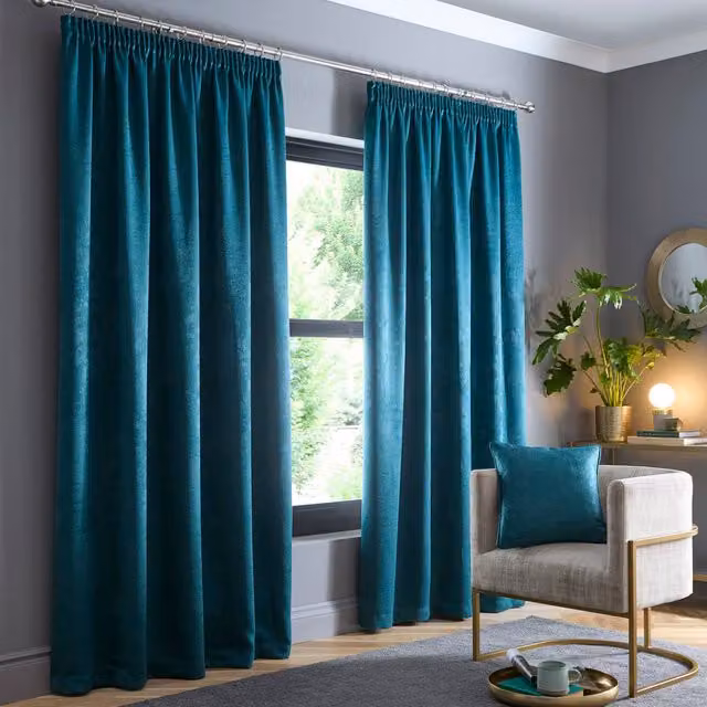 Fusion Galaxy Dimout Ready Made Thermal Insulating Curtains in Petrol Green