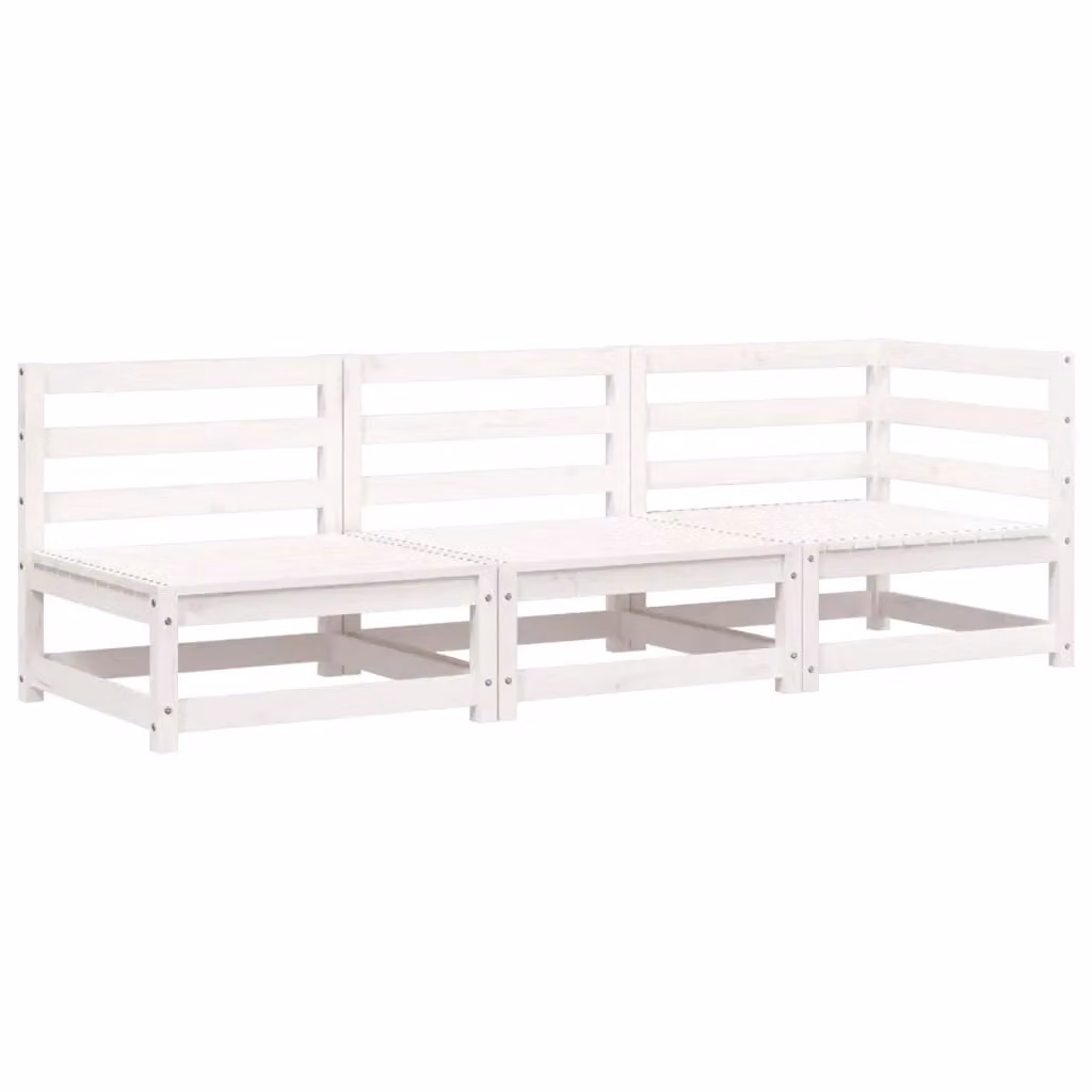 Berkfield Home Rustic 3-Seater Garden Sofa in White Solid Pine Wood – 2