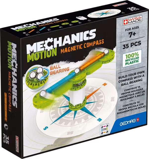 Geomag Mechanics Motion Recycled Compass 35 Piece Green Metal Construction Set