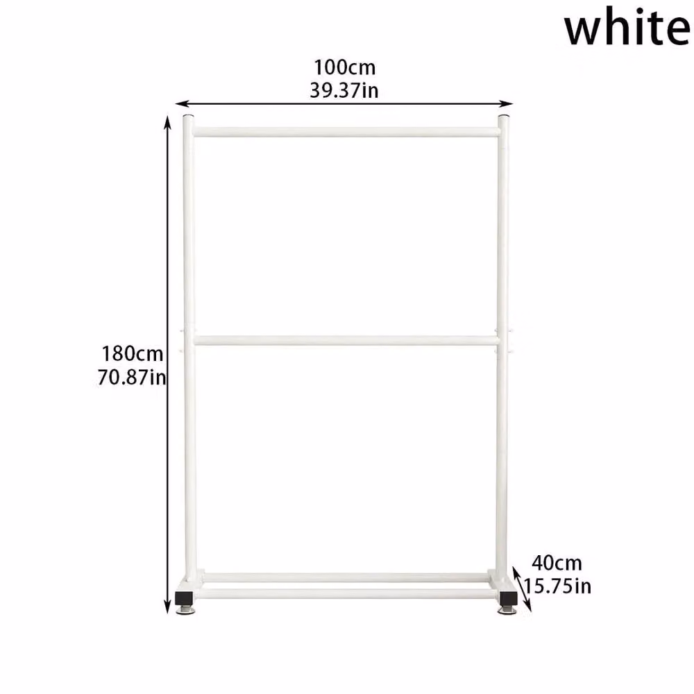 EONLION White Metal Heavy Duty Clothes Rail with Continuous Linear Rail, W/D/H: 180 x 50 x 50 cm – 2
