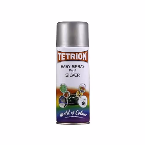 Tetrion Silver High Gloss Spray Paint, 400ml – 1