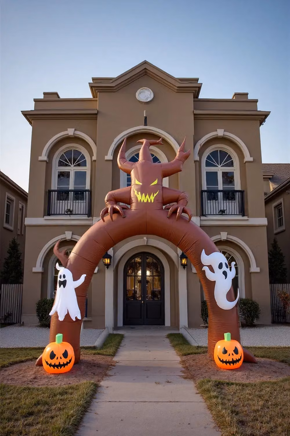 Living and Home Brown Halloween Inflatable Giant Ghost Tree and Pumpkin Arch Decoration for Your Yard or Garden – 3