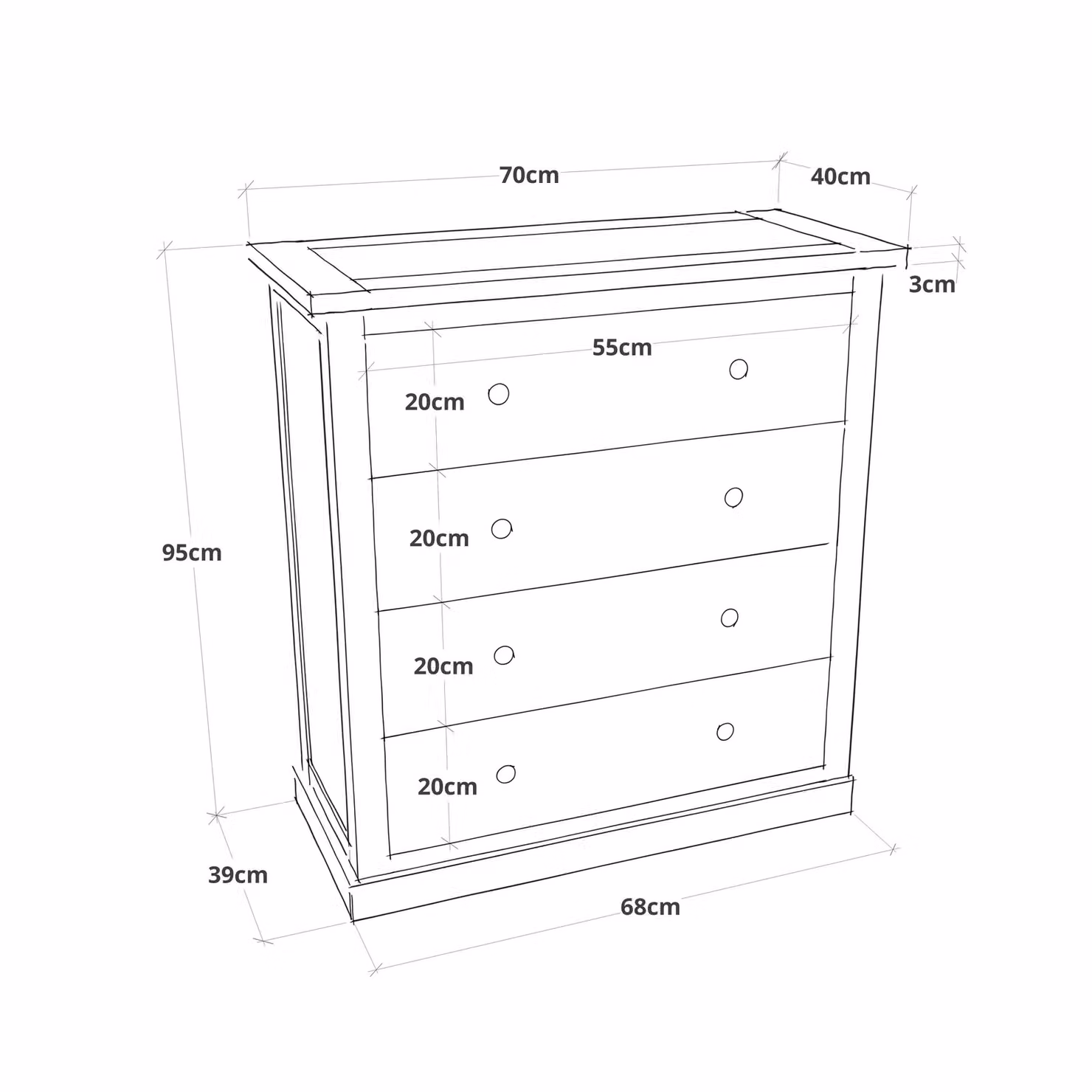 Cabinet Bits Bomporto 4 Drawer Petite Chest of Drawers in Light Grey with Chrome Handles – 2