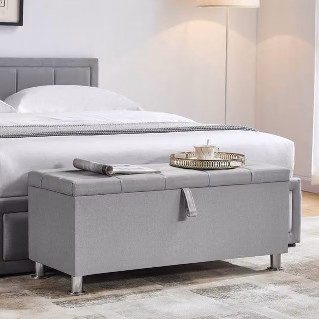 HD Designs Vida Designs Valencia Storage Ottoman in Light Grey – 1