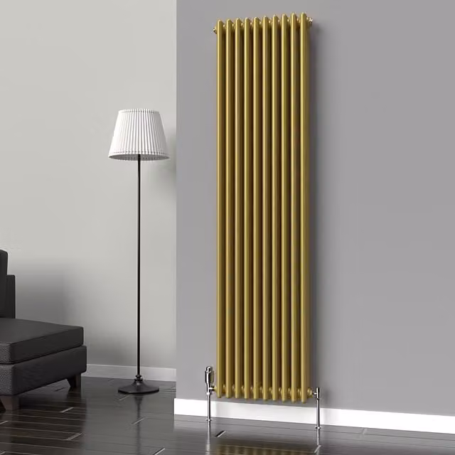 Lux Heat Vertical Coloured Column Radiator in Metallic Gold, H 180 cm x W 47 cm