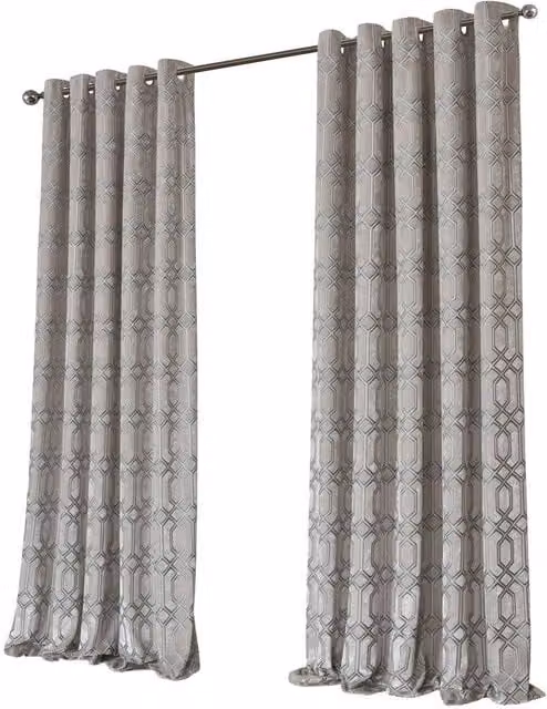 New Edge Blinds Luxe Geo Gold Velvet Blackout Eyelet Curtains, Width: 228 cm, Height: 228 cm