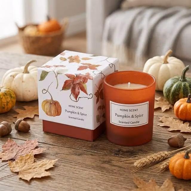 Garden Greatness Pumpkin and Spice Scented Pillar Votive Candle, Orange