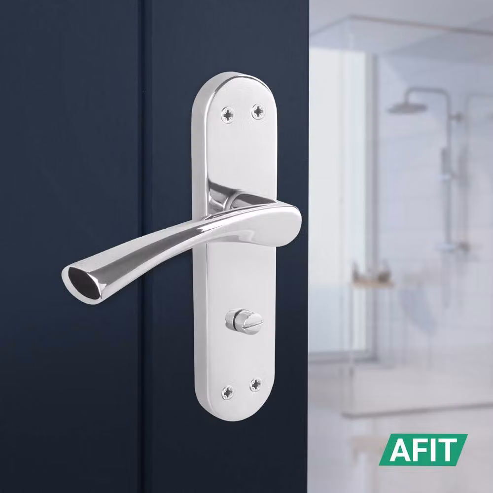 AFIT Chrome Twist Bathroom Handle WC Lock with Hinges in Metallic Silver, W/D/H: 15.0 x 15.0 x 1.75 cm – 4