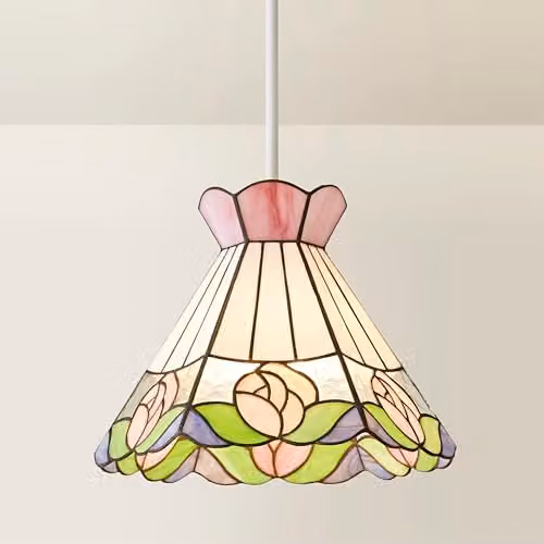 ValueLights Evelyn Art Nouveau Multicolour Glass Ceiling Pendant Lamp Shade, Diameter: 21.5 cm – 1