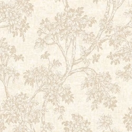 Holden Decor Hawthorn Trailing Tree Textured Blown Vinyl Wallpaper in Beige with Light Reflective Finish
