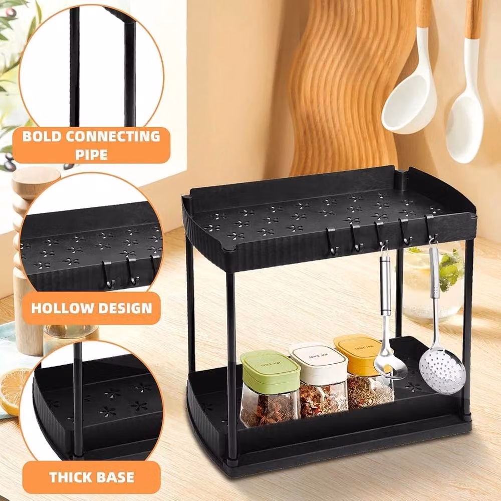 VOGREX 2-Pack Pull Out Under Bathroom Cabinet Organisers in Black – 4