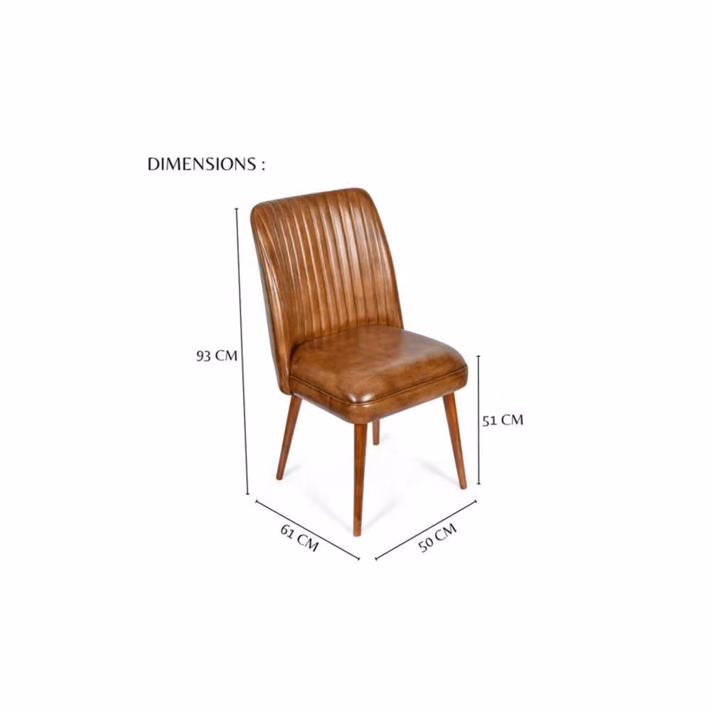 Elm Home And Garden Genuine Leather Kitchen Dining Chair in Tan Brown, H 93 cm x W 50 cm x D 61 cm – 2