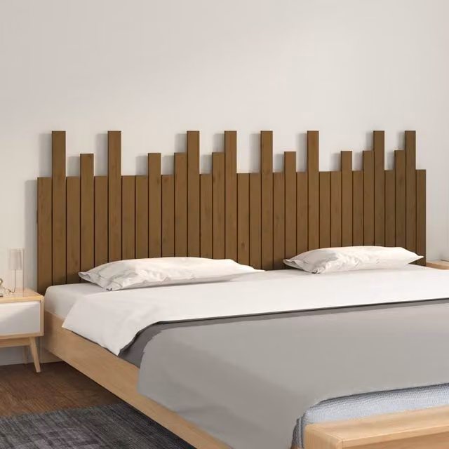 Berkfield Home Rustic Solid Wood Pine Wall Mounted Headboard in Honey Brown, W: 204 cm, D: 3 cm, H: 80 cm