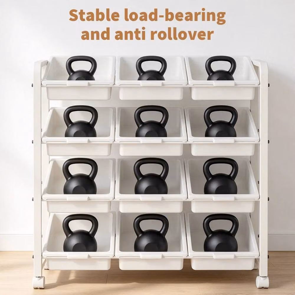 EONLION 12 Drawer Rolling Storage Cart with Lockable Wheels in White, Height: 100 cm – 3