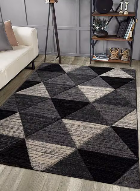 Home Republic Vision Geometric Carved Rug in Grey, W: 80 cm, L: 150 cm – 1