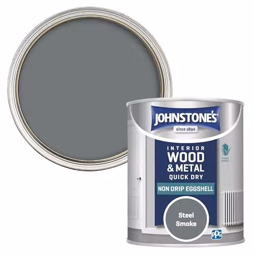Johnstone's Quick Dry Interior Wood and Metal Eggshell Paint, Grey, 0.75 l – 2