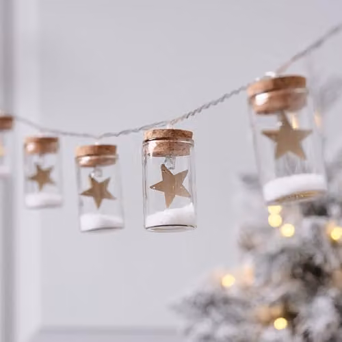 Lights4fun 10 Star Glass Bottle LED String Lights in Gold, White, Silver and Transparent – 2