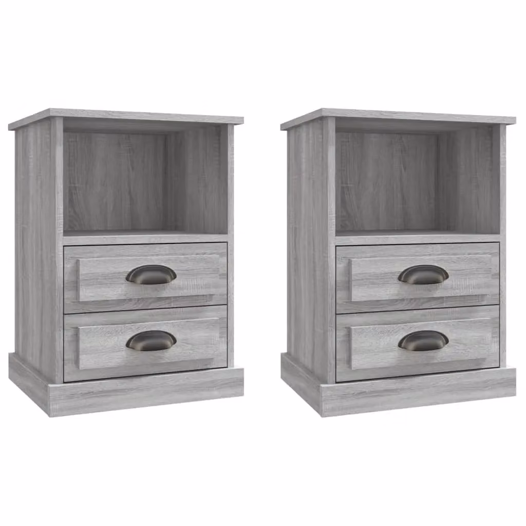 Berkfield Home Set of 2 Bedside Cabinets in Grey Sonoma, W/D/H: 43 x 36 x 60 cm – 2