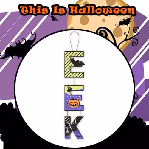 VFM e-Store Halloween Hanging Sign Decoration, Multicolour, W: 50 cm, H: 13 cm – 7
