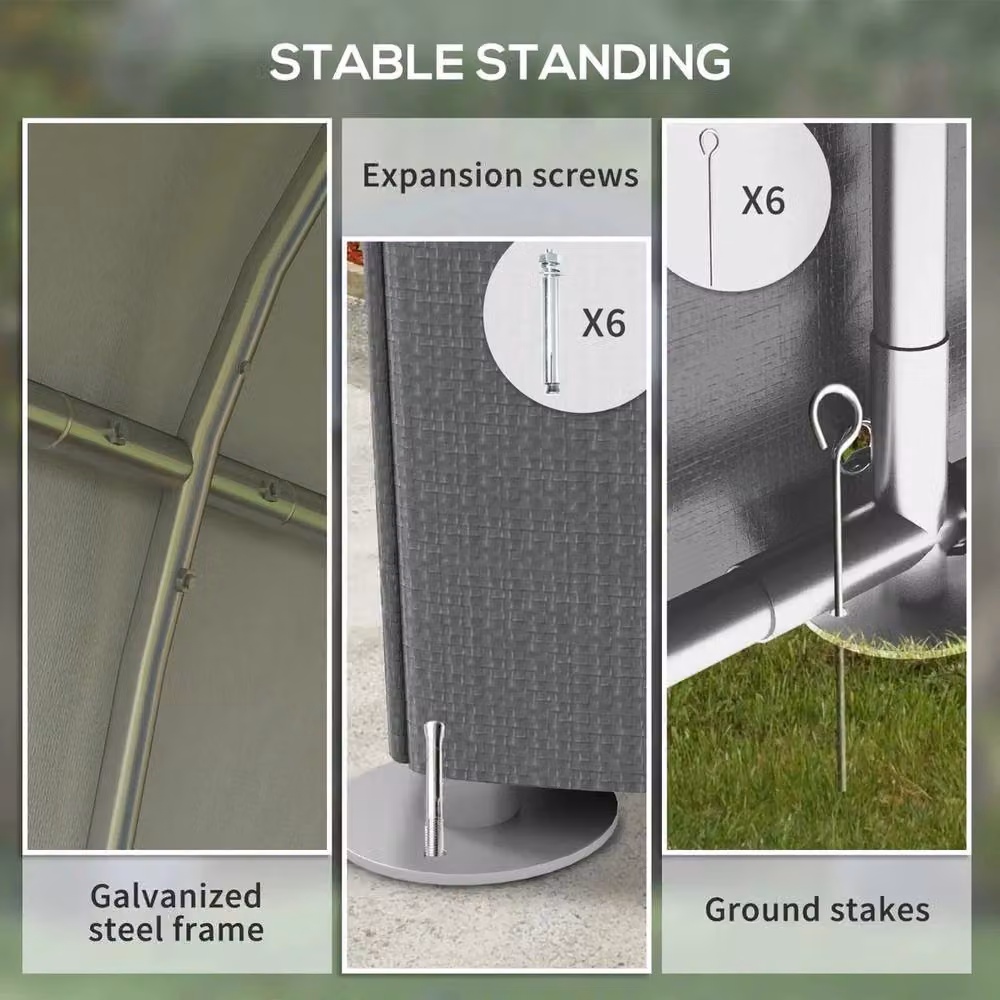 Kelvenix Portable Garden Storage Shed Tent, Grey, W: 120 cm, D: 180 cm, H: 180 cm – 4