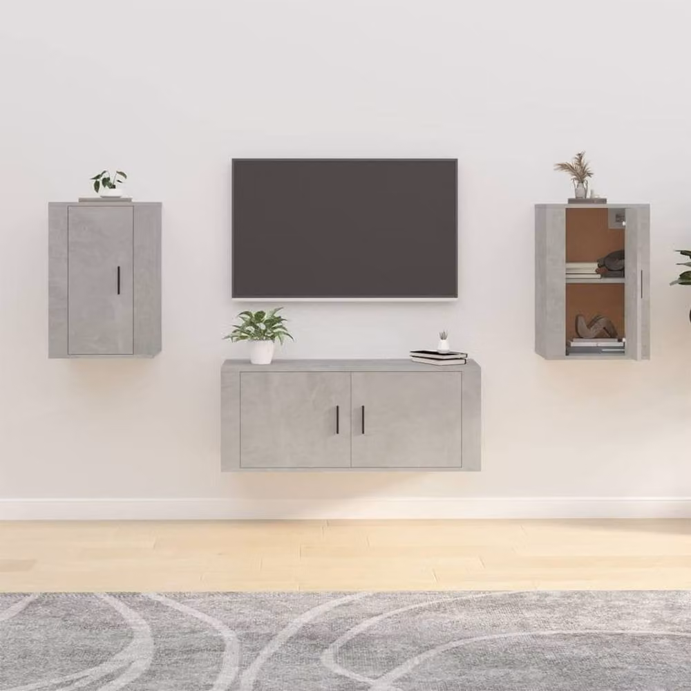 Berkfield Home Set of 2 Wall Mounted TV Cabinets in Concrete Grey, W/D/H: 40 x 34.5 x 60 cm – 2