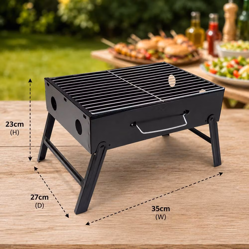 Simpa Portable Compact Charcoal Tabletop BBQ Grill, Black, W/D/H: 35 x 27 x 23 cm – 4