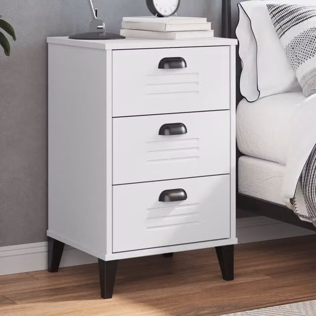 Berkfield Home VIKEN Bedside Cabinet in White Engineered Wood