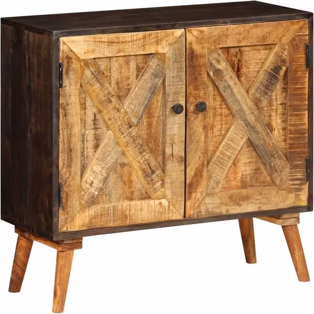Berkfield Home Rustic Solid Mango Wood Sideboard in Brown, W/D/H: 85 x 30 x 75 cm – 1
