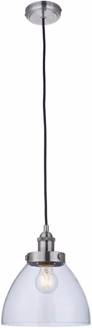 Loops Dimmable Suspended Ceiling Pendant Light in Silver with Transparent Glass, E27, W: 22.5 cm, D: 22.5 cm, H: 22.5 cm – 1