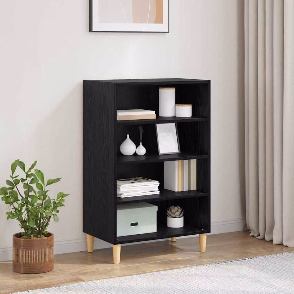 Berkfield Home Black Oak Sideboard with Shelf, W: 57 cm, D: 35 cm, H: 90 cm – 2