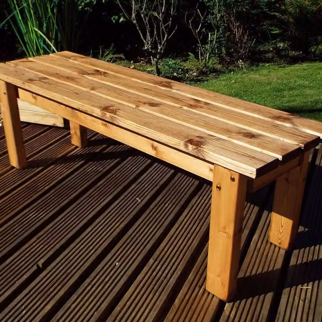Charles Taylor Solid Form Redwood Bench in Brown and Orange Oiled Wood