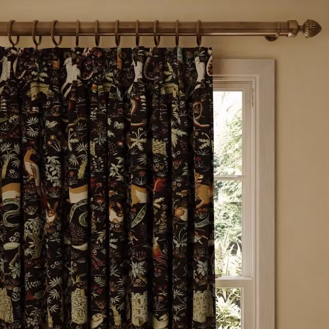 House of Hackney Trematonia Jacquard Floral Curtain Panel in Black