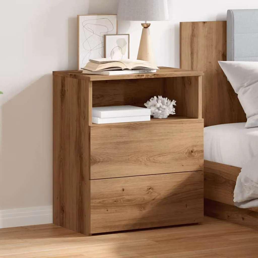 Berkfield Home Artisan Oak Bedside Cabinet in Brown, W: 50 cm, D: 32 cm, H: 60 cm – 3