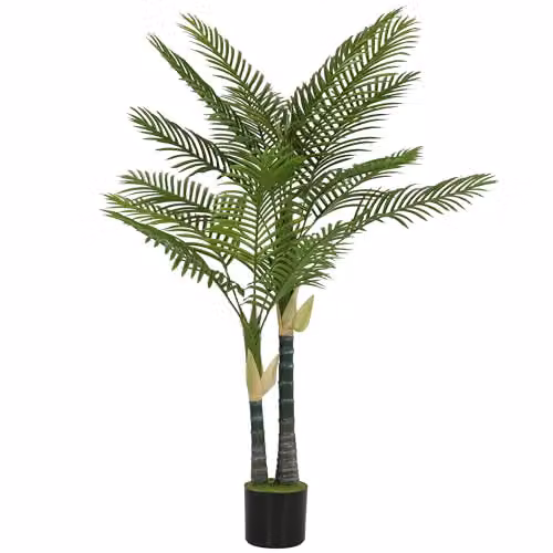 HOMCOM 150cm Artificial Green Palm Tree with 16 PEVA Leaves – 1