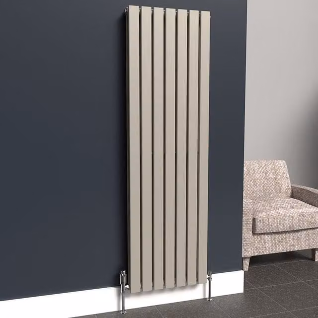 Lux Heat Flat Coloured Vertical Radiator in Dune Grey, H 160 cm x W 49 cm