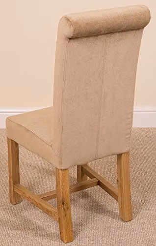 Oak Furniture King Richmond Solid Oak 8 Seater Extending Dining Table and Washington Beige Fabric Upholstered Chairs Set – 2