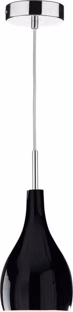 Dar SOH0122 Black and Chrome Suspended Modern Dimmable Height Adjustable Glass and Metal Pendant Light