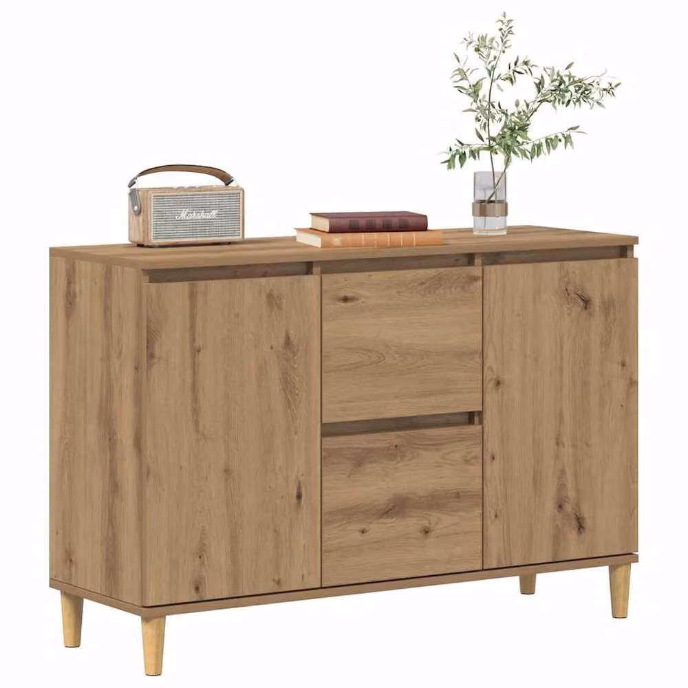 Berkfield Home Artisan Oak Sideboard in Brown, W/D/H: 102 x 35 x 70 cm – 2