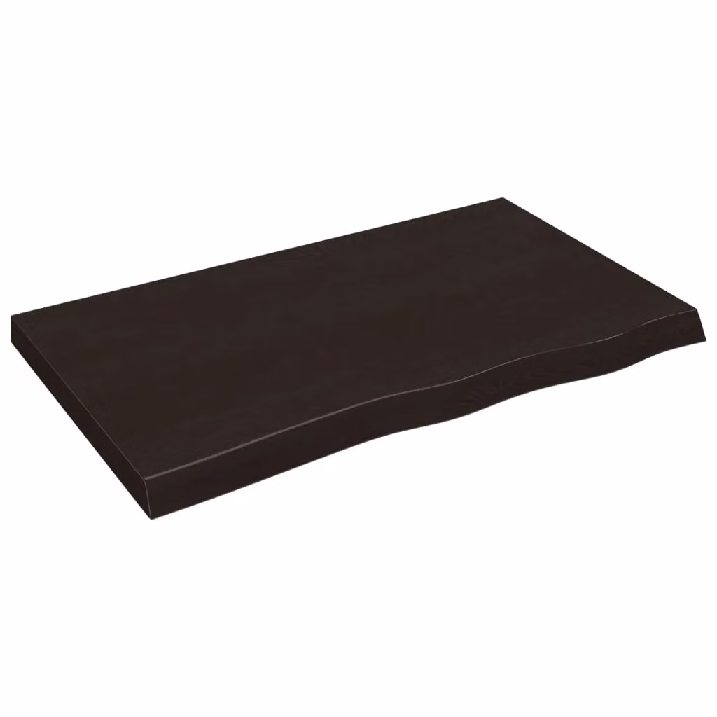 Berkfield Home Bathroom Countertop in Dark Brown and Grey Treated Solid Wood, W: 100 cm, D: 60 cm, H: 2-6 cm – 2