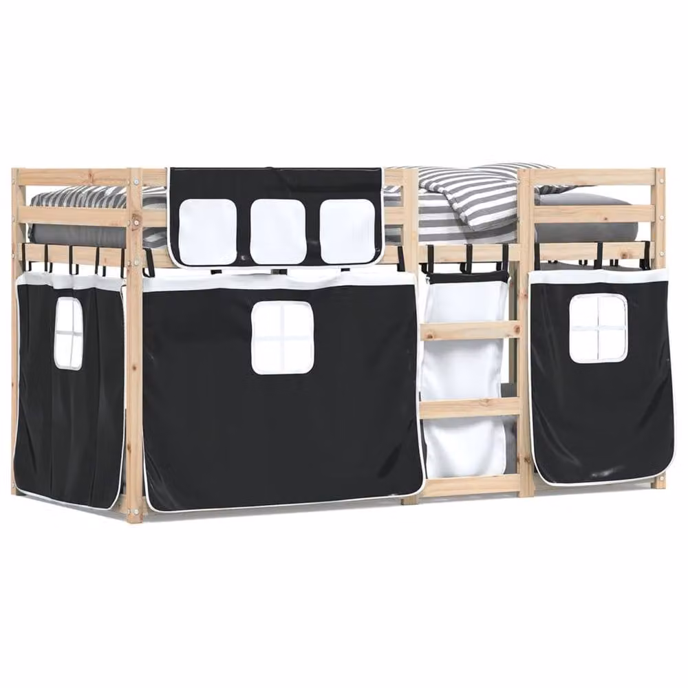Berkfield Home Solid Wood Pine Bunk Bed in White and Black, W/D/H: 90 x 200 cm – 2