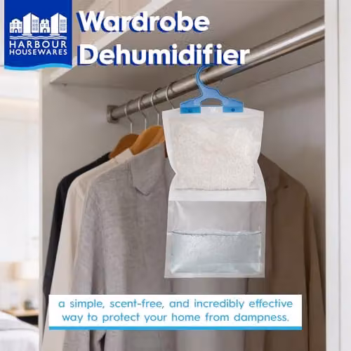Harbour Housewares Hanging Wardrobe Dehumidifiers, 230g, Pack of 12, White and Transparent – 2