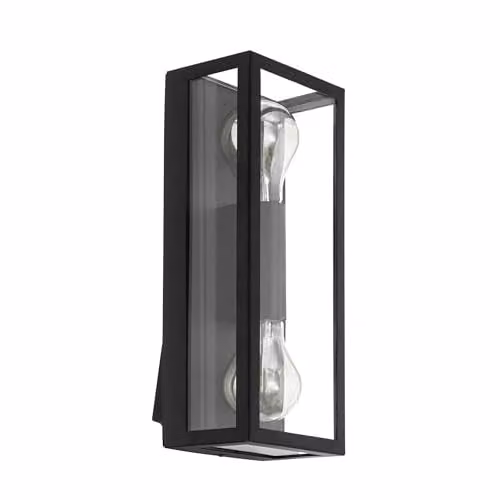 Eglo Alamonte 1 Black Metal and Glass IP44 Outdoor Wall Light