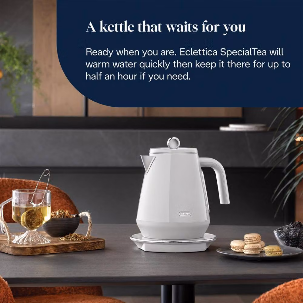 DeLonghi Eclettica Special Tea Kettle in White with Limescale Filter – 4