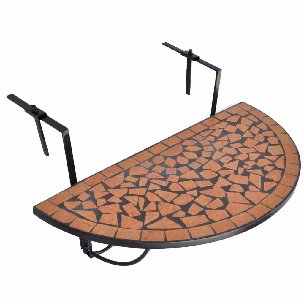 Berkfield Home Hanging Balcony Table in Brown Terracotta Mosaic – 2