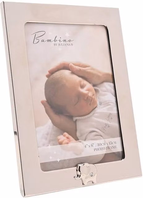 Bambino by Juliana Silver Metal Elephant Single Photo Frame, W: 10 cm, H: 15 cm