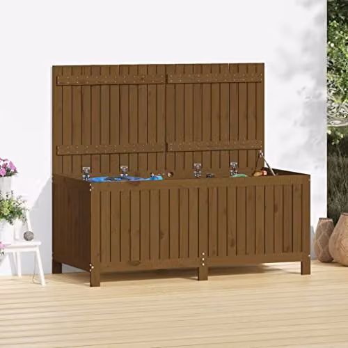 vidaXL Garden Storage Box in Brown Solid Pine Wood, W/D/H: 147 x 68 x 64 cm – 2